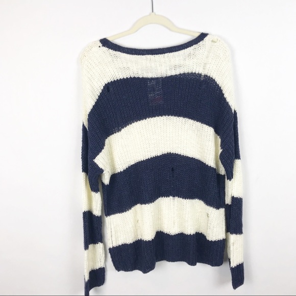 NWT Cotton Emporium Distressed Striped Sweater - Picture 5 of 5